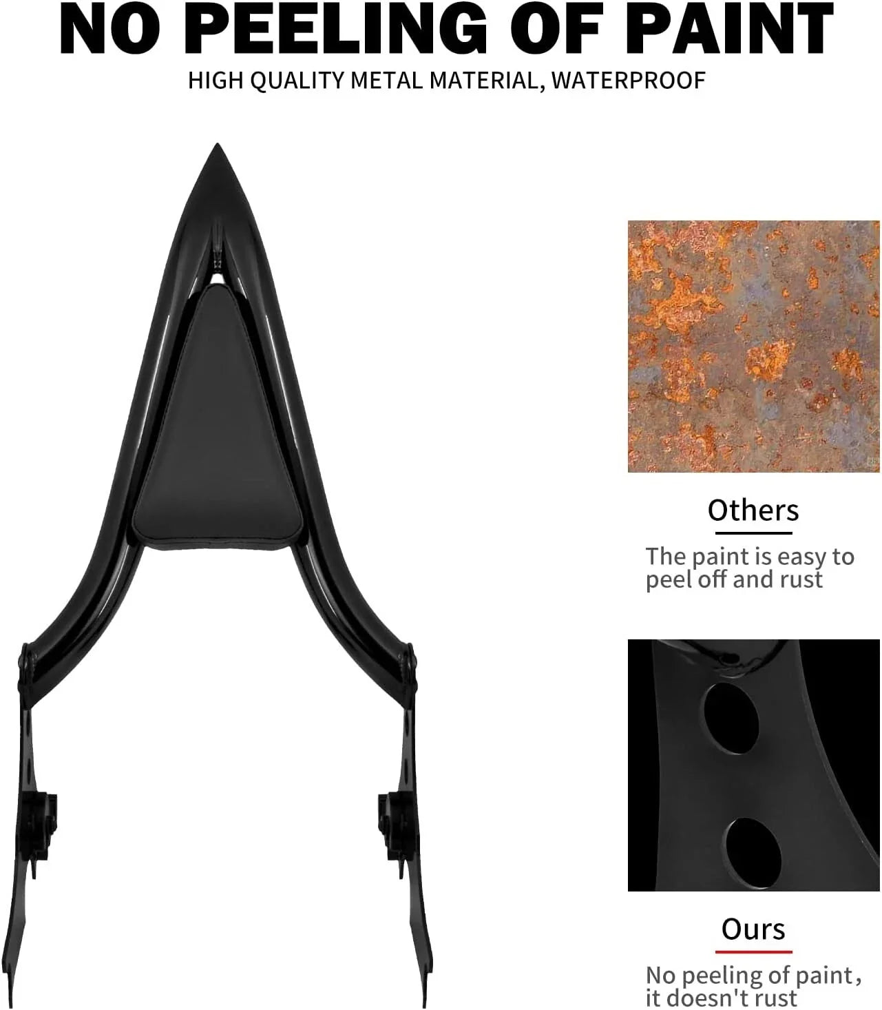 Detachable Sissy Bar Rear Backrest Pad for Harley Sportster 883 1200 (2004-2023)