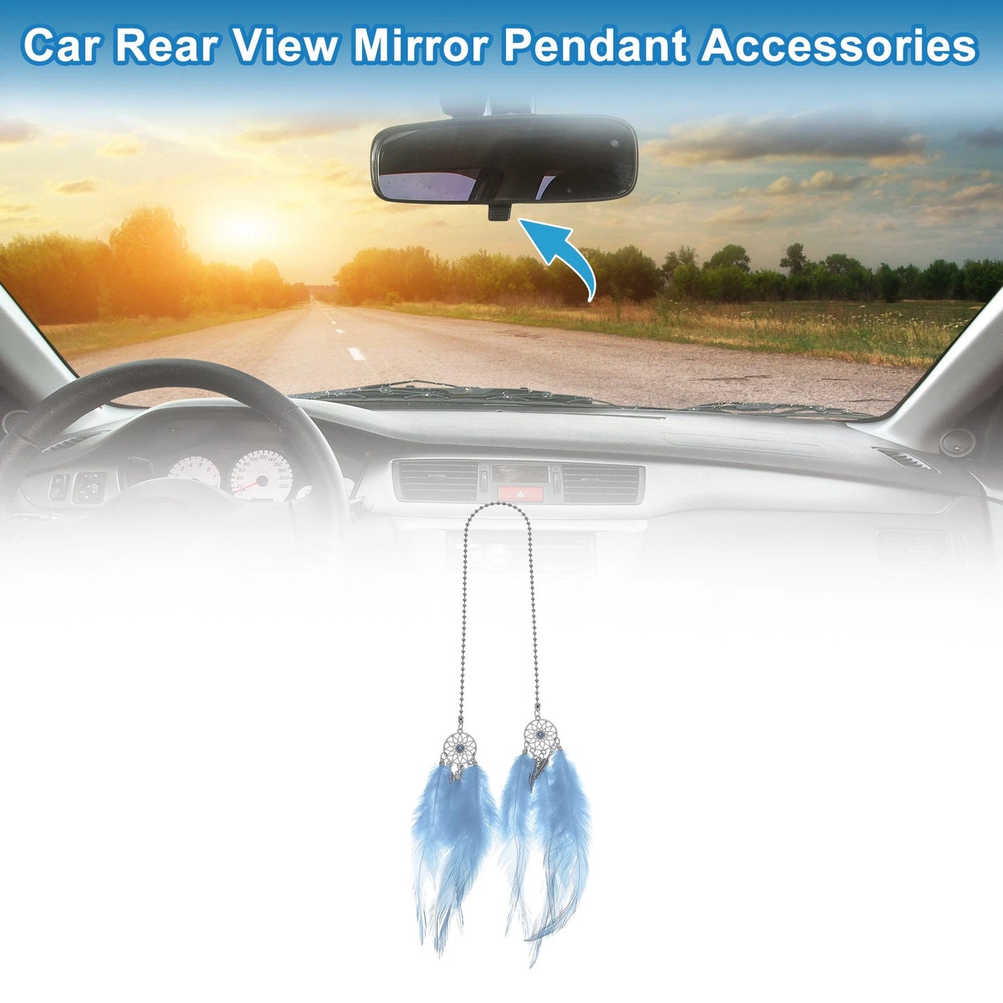 Feather Dream Catcher Rear View Mirror Pendant for Universal Cars (1 Pc)