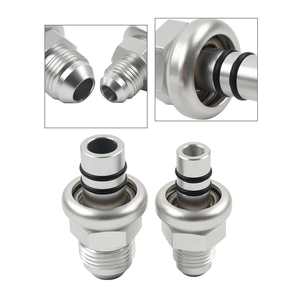 6AN 8AN Silver Straight Fuel Rail Fitting Adapter Kit for Ford Mustang (1986–1998)