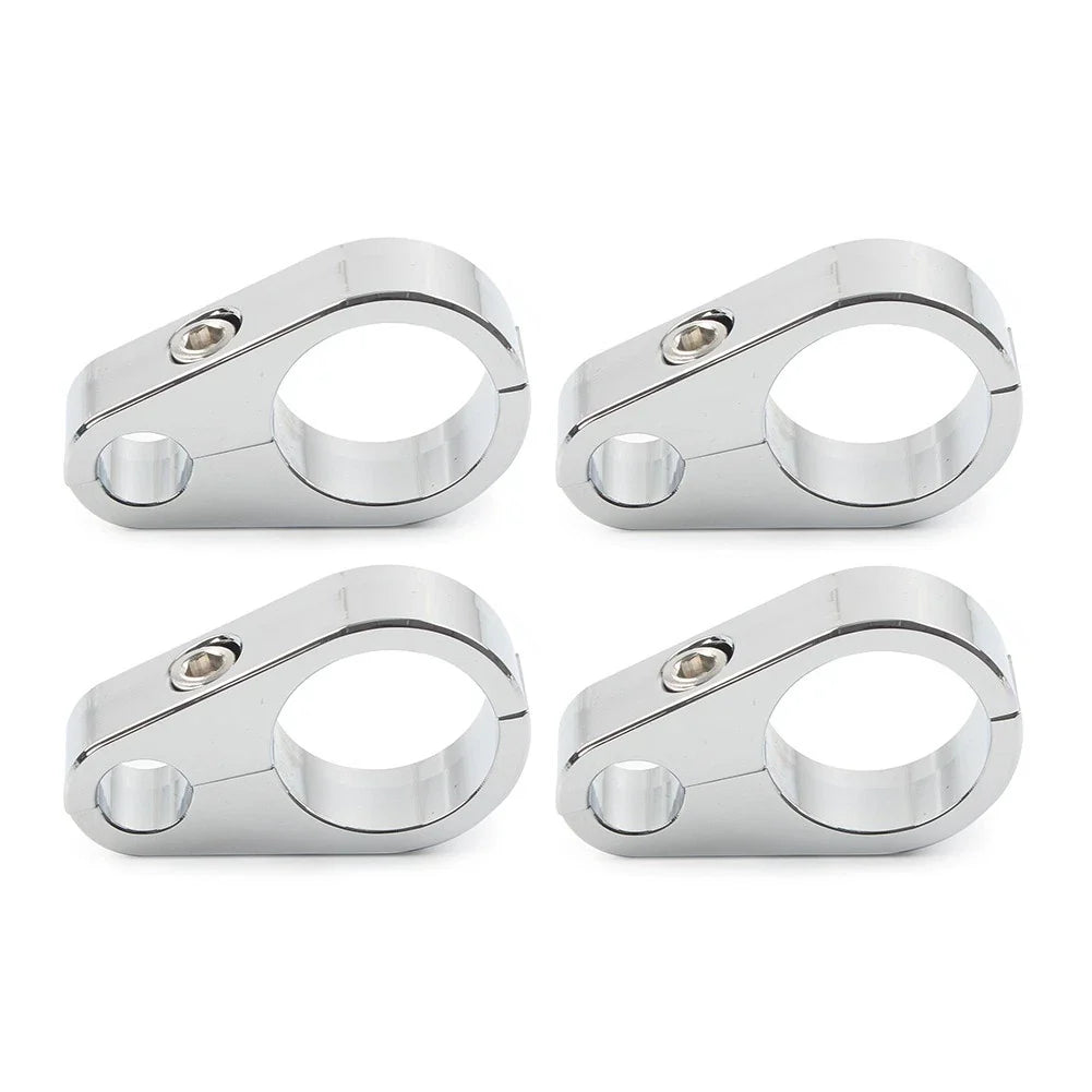 4X Chrome Brake Clutch Cable Wire Clamp Clip for Harley 1" Handlebar