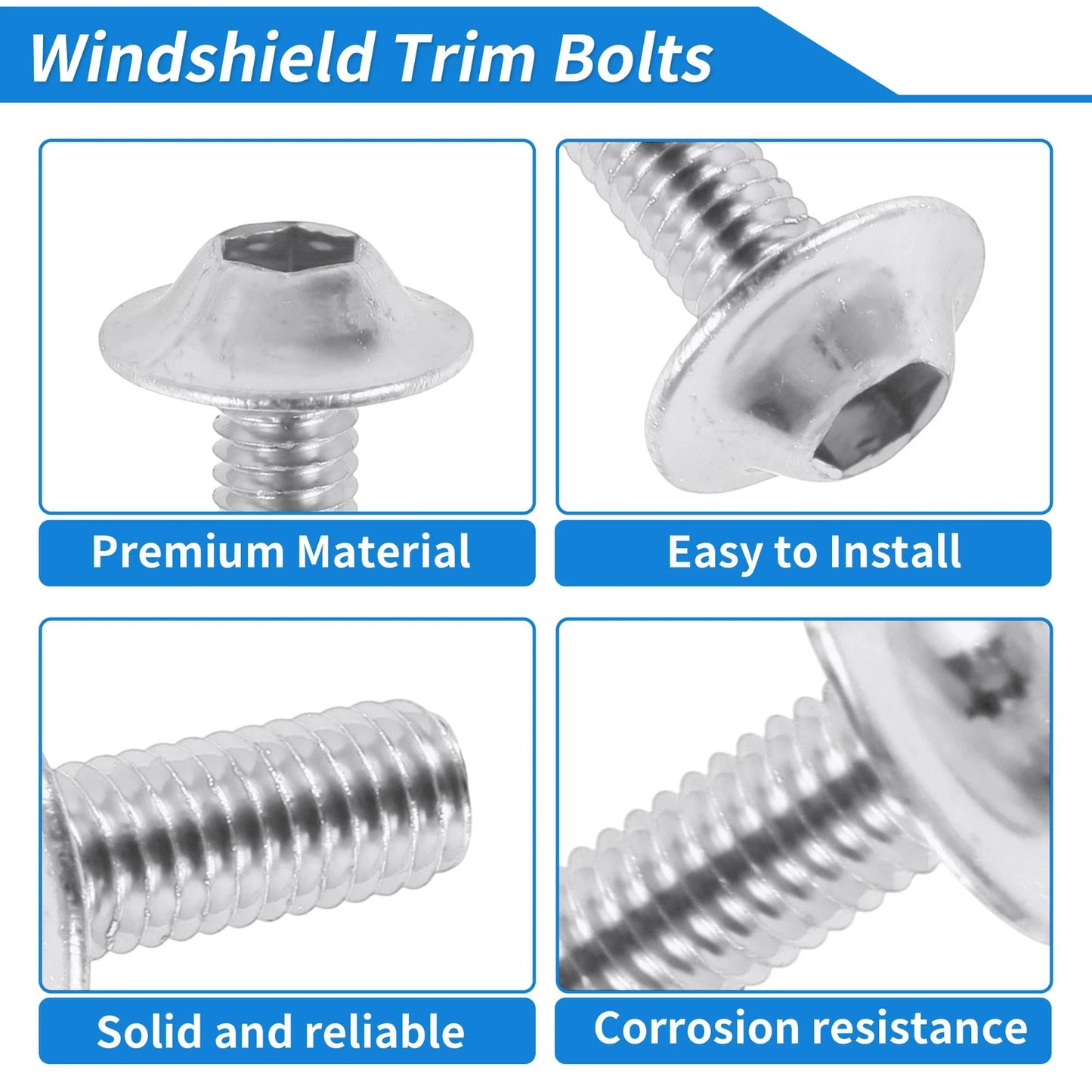 Windshield Bolts for Yamaha Motorcycles (Aluminum Rubber Silver Tone)