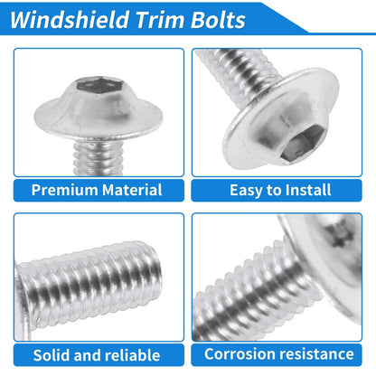 Windshield Bolts for Yamaha Motorcycles (Aluminum Rubber Silver Tone)