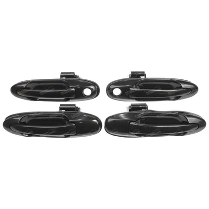 Set of 4 Black Front & Rear Outer Door Handles for Toyota Landcruiser (1998–2007)