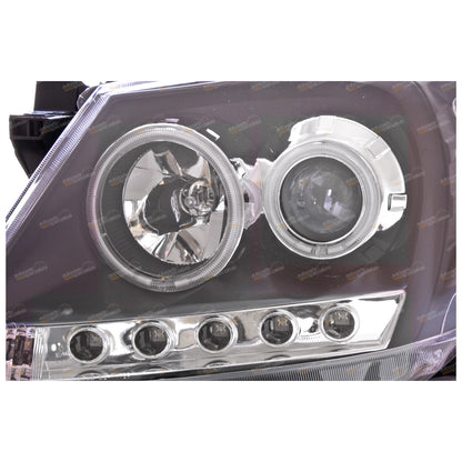 LED Angel Eye Projector Headlights for Toyota Hilux (2005–2011) Black