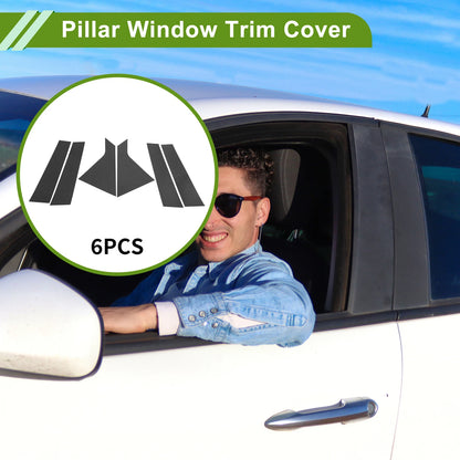 6 Pcs Door Pillar Window Trim for Chevy Impala (2014–2020) Carbon Fiber