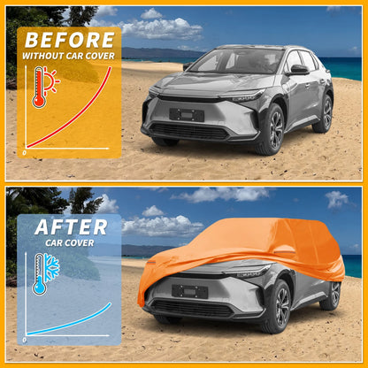 Waterproof Car Cover for Toyota bZ4X (2022–2023) Orange Cotton Zipper