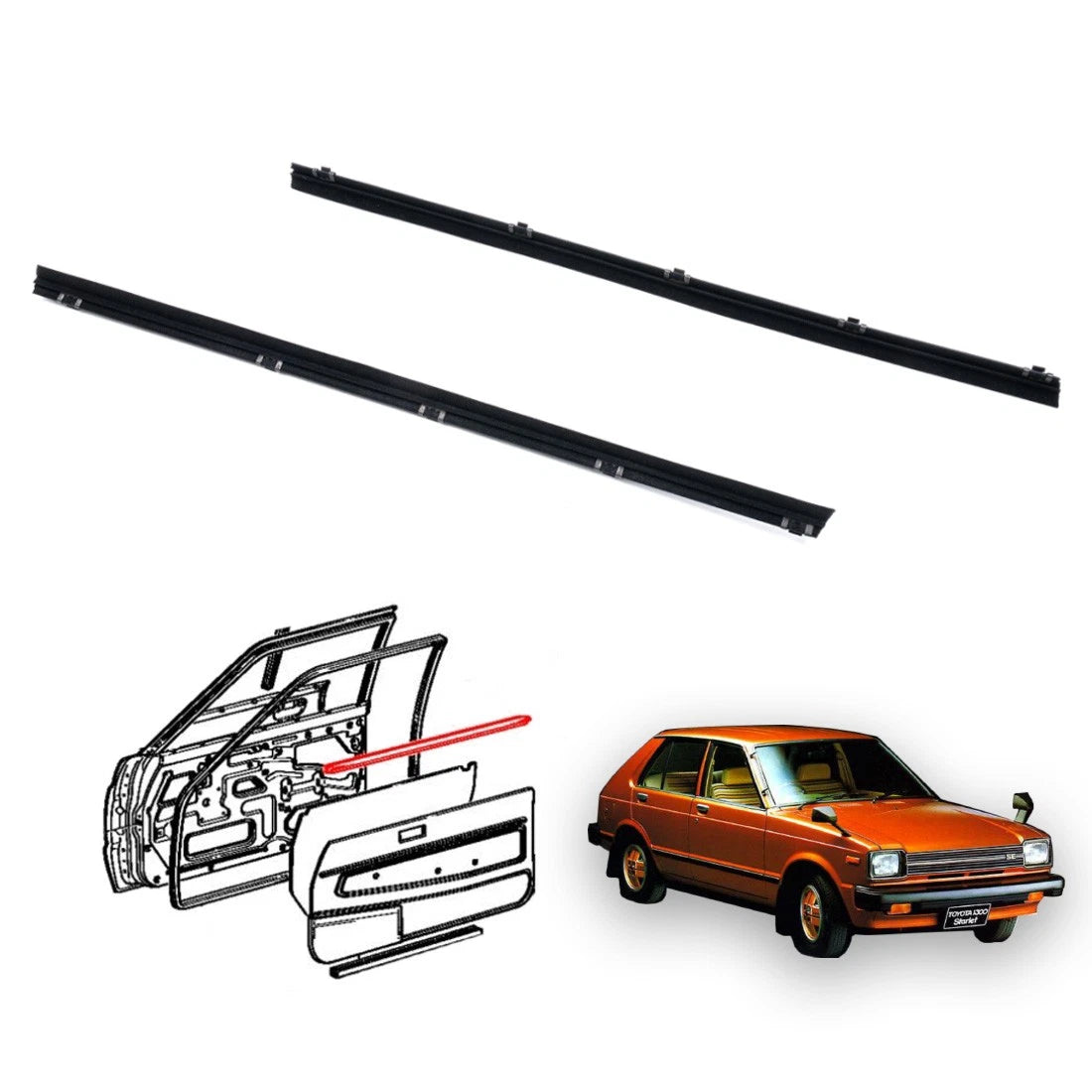 Weatherstrip Inner for Toyota Starlet 5-Door (1978–1984)