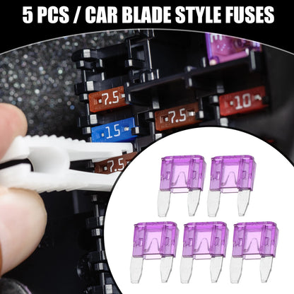Set of 5 Mini 3AMP APM/ATM Blade Fuses for Car Short Circuit Protection
