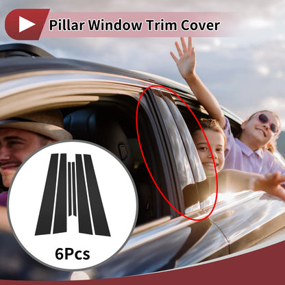 Set of 4 Door Pillar Window Trim for Mitsubishi Lancer (2002–2007) Black