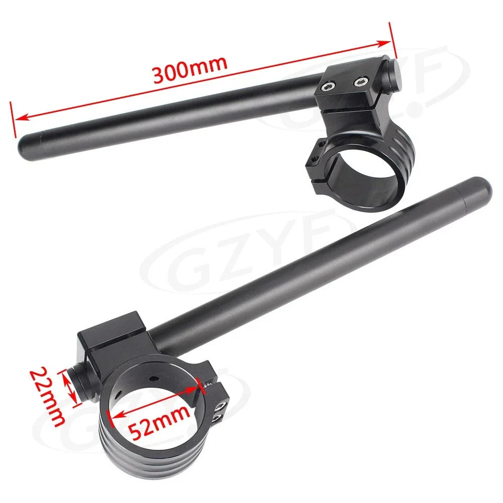 52mm Clip-On Handlebar Fork Tubes for Universal Motorcycles - 3 Colors