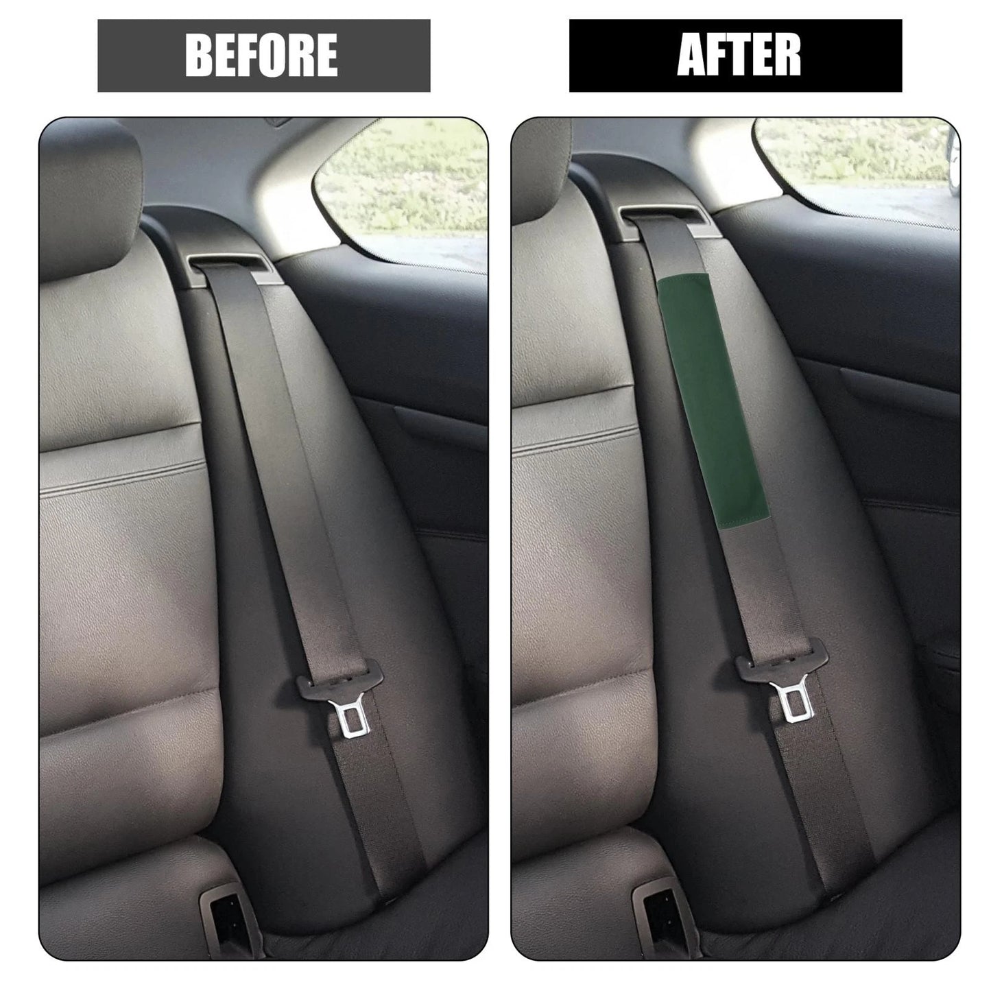 2pcs Seat Belt Shoulder Pad for Universal Fit (Faux Leather, Green)