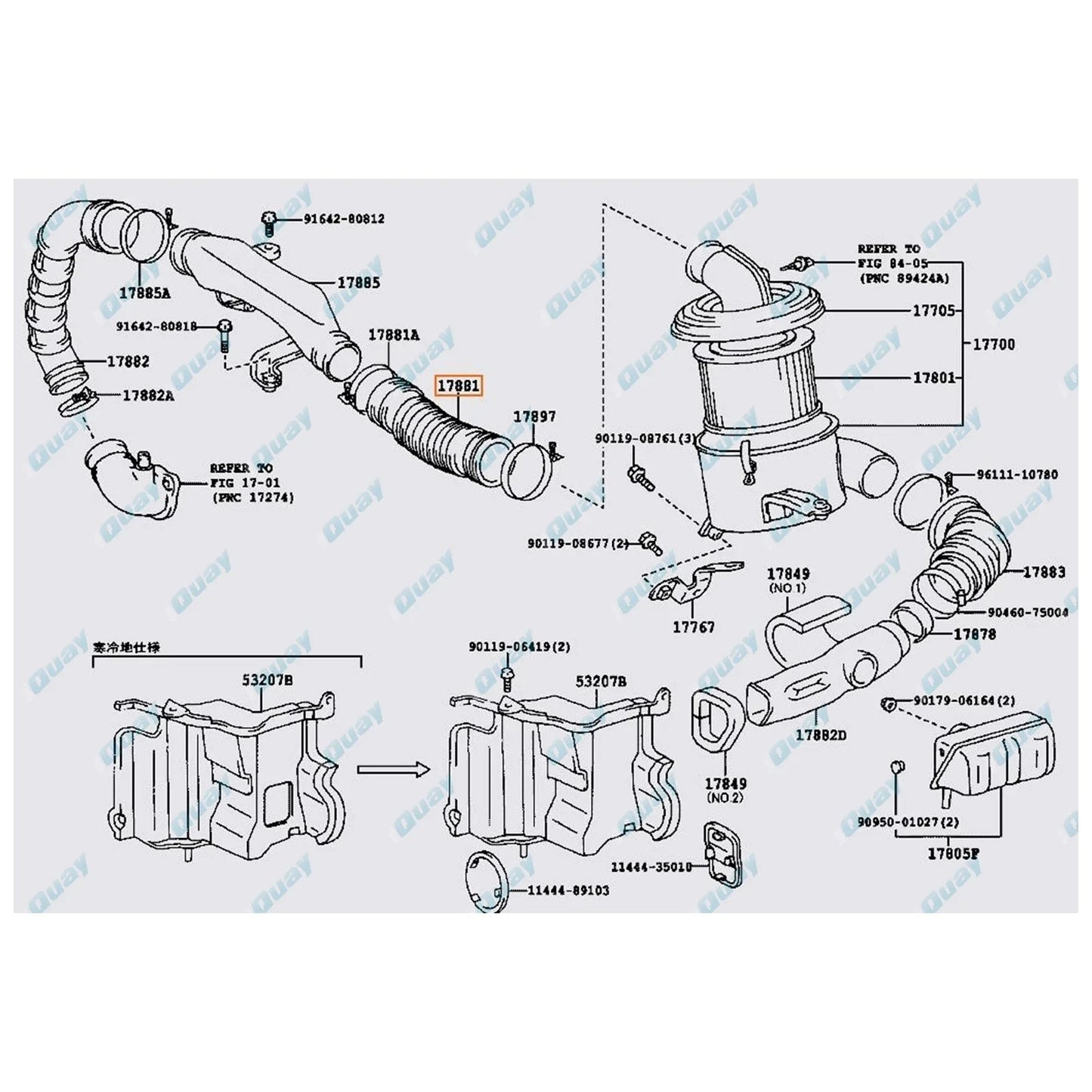 Air Cleaner Rubber Intake Hose for Toyota Hilux 4Runner Surf KZN130 (1997-2005)