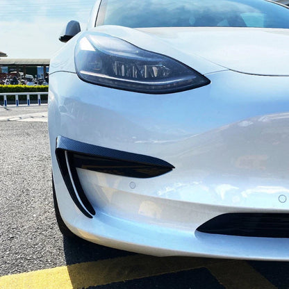 Adhesive Front Bumper Side C Canards Covers Trims for Tesla Model 3 (2017-2023)