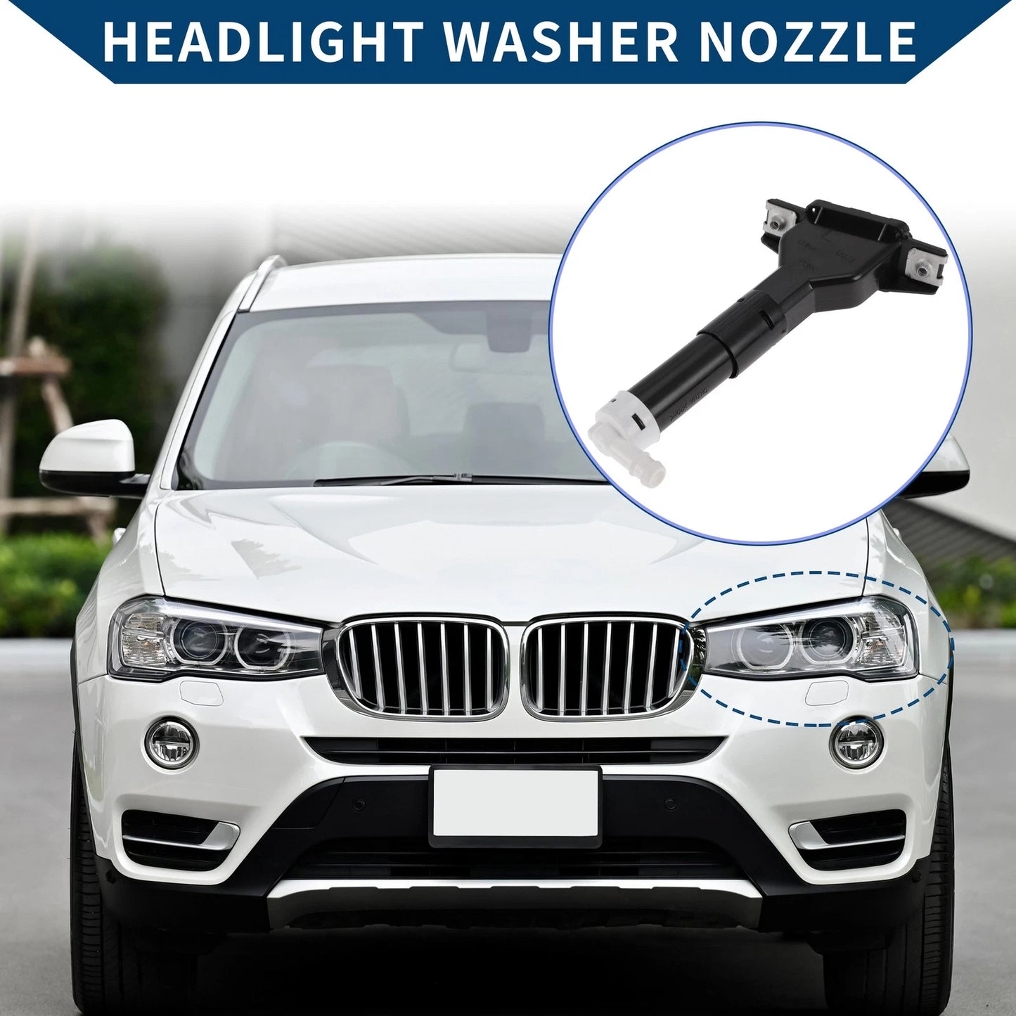 Front Driver Side Headlight Washer Nozzle for Honda Civic (2005–2011) 1pc Black