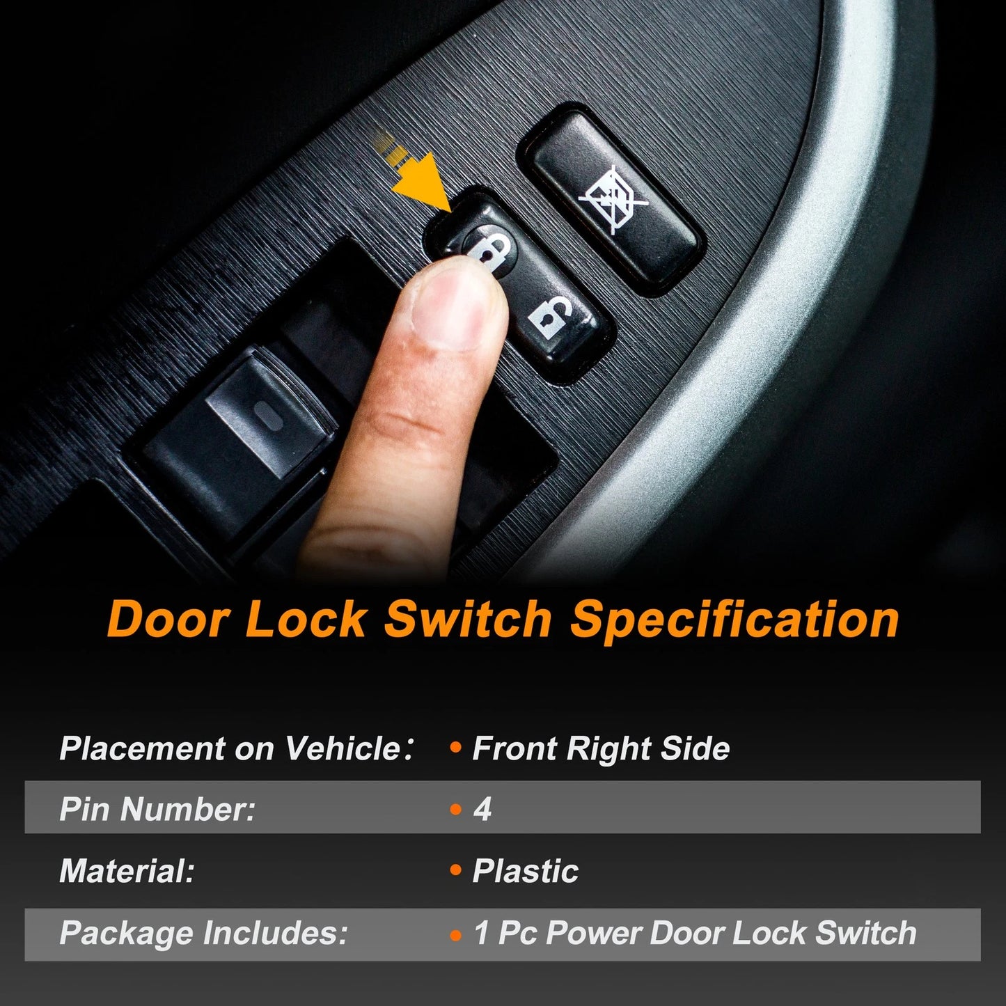 Front Right Door Lock Switch for Volkswagen Passat Sedan (2012–2013) 561962126A