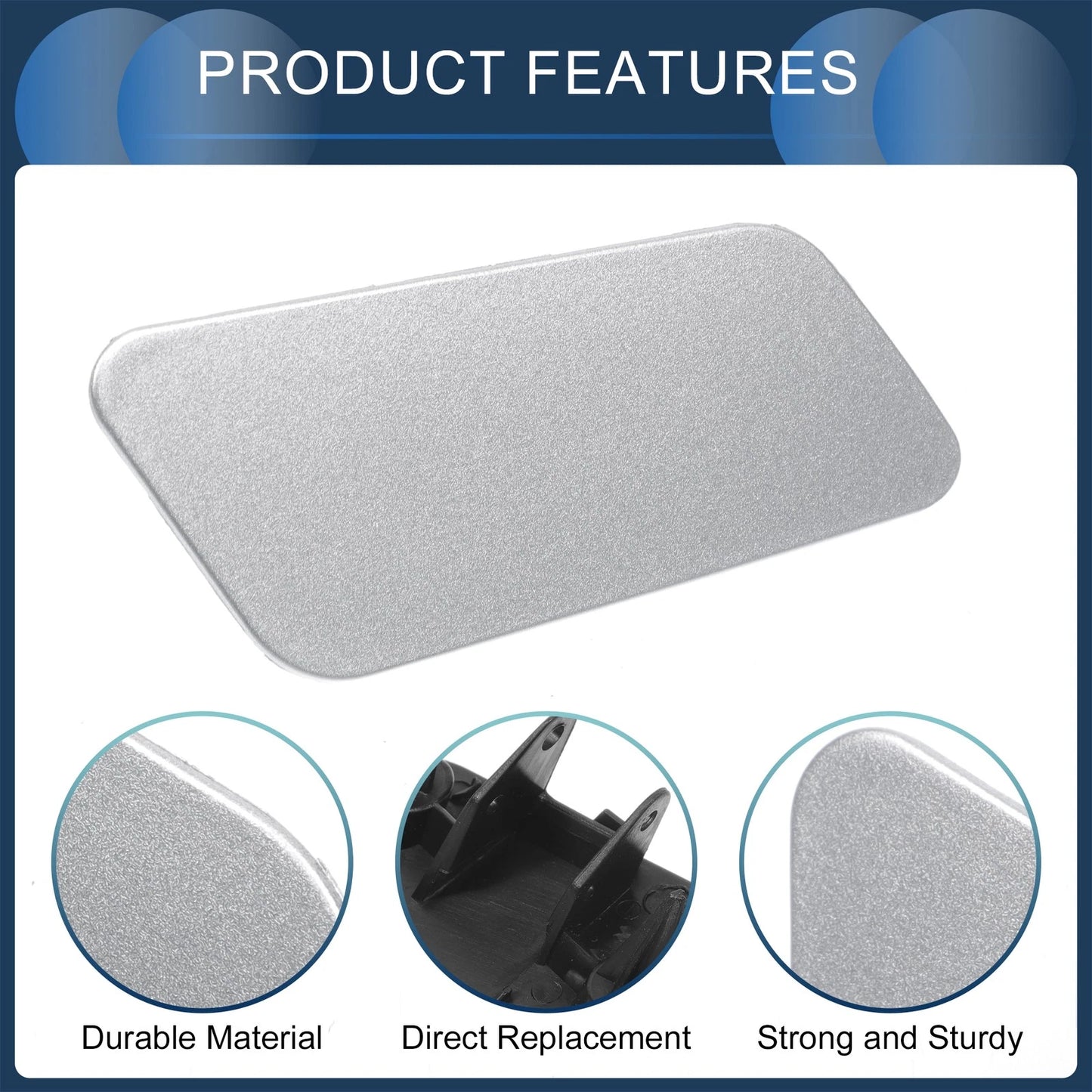 Front Right Washer Nozzle Cover Cap for Volkswagen Touareg (2011–2014) Silver Tone