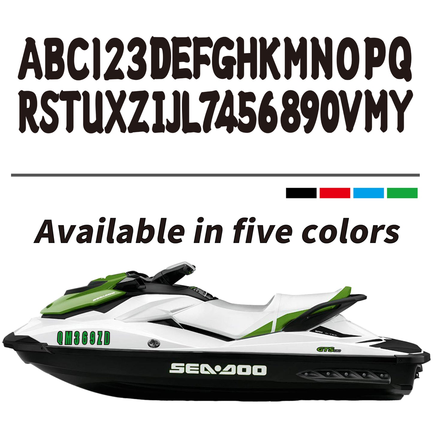Set of 4 Custom Boat Registration Numbers Decals A-Z & 0-9 - Black