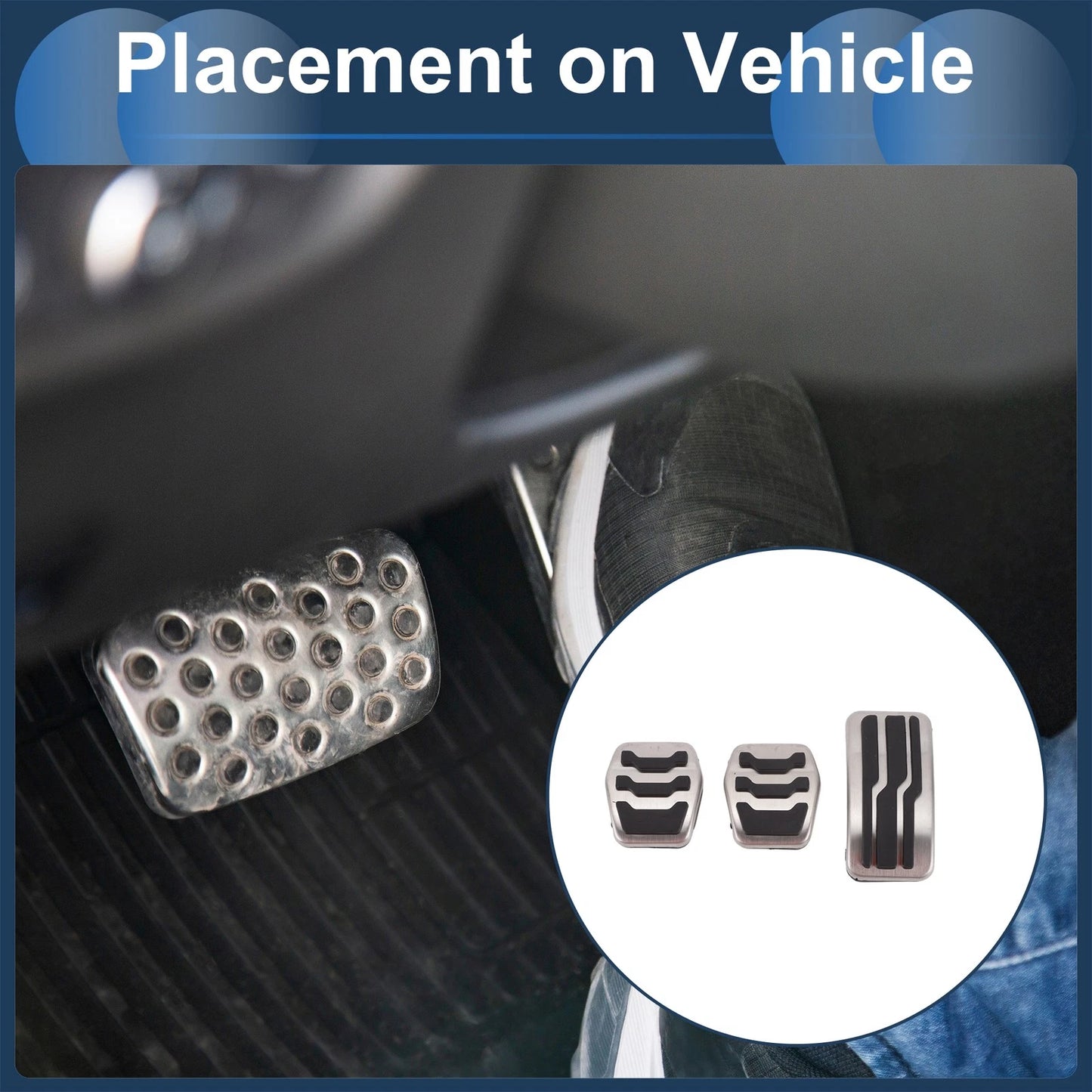 3 Pcs Foot Accelerator Pedal Covers for Ford Focus MK2 (2004–2011) Silver Tone