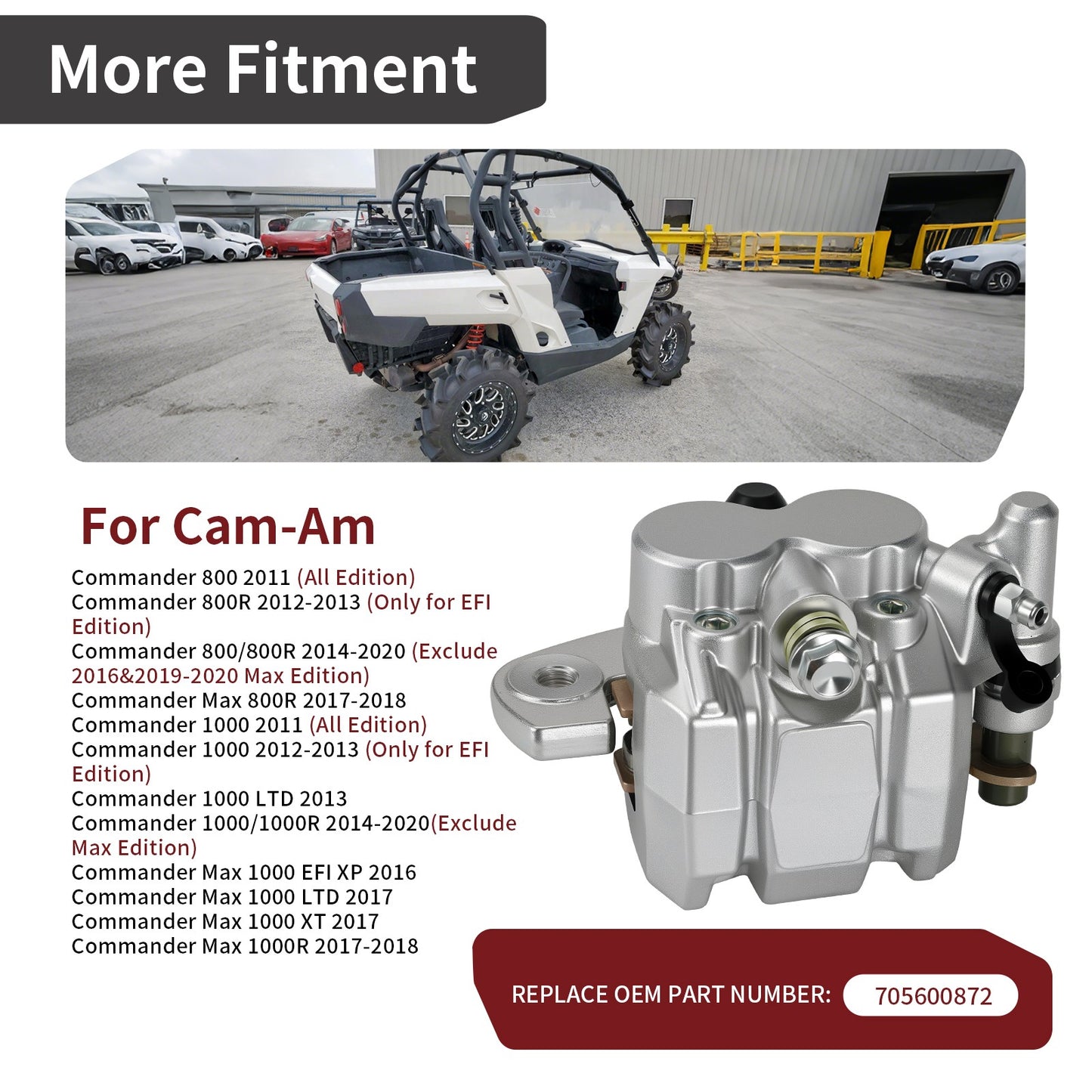 Rear Brake Caliper for Can-Am Commander 800/1000 (2011–2020)