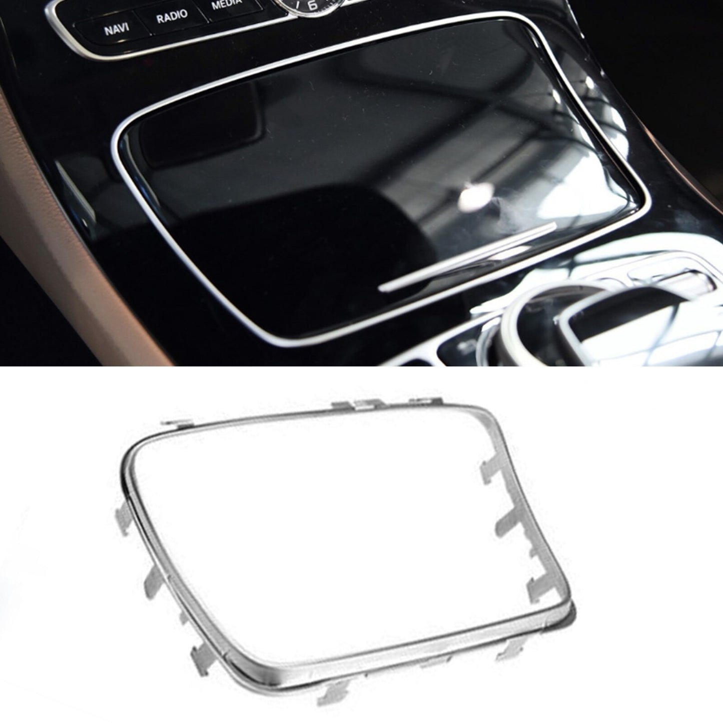 Chrome Center Cup Holder Frame Trim for Mercedes Benz E Class (2016–2023)