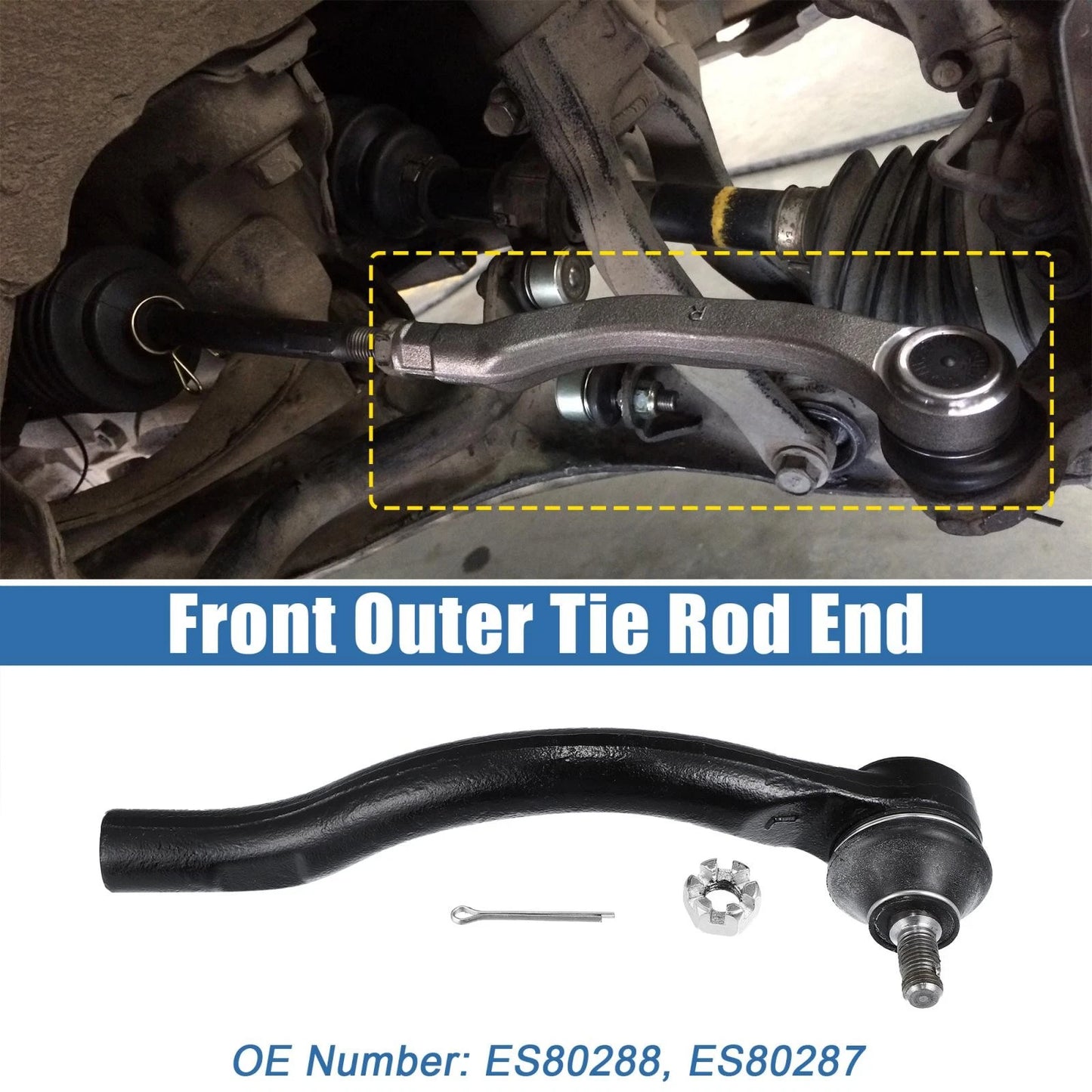 2pcs Front Inner Outer Tie Rod End Links ES80287 ES80288 for Honda Acura TSX (2004–2014)