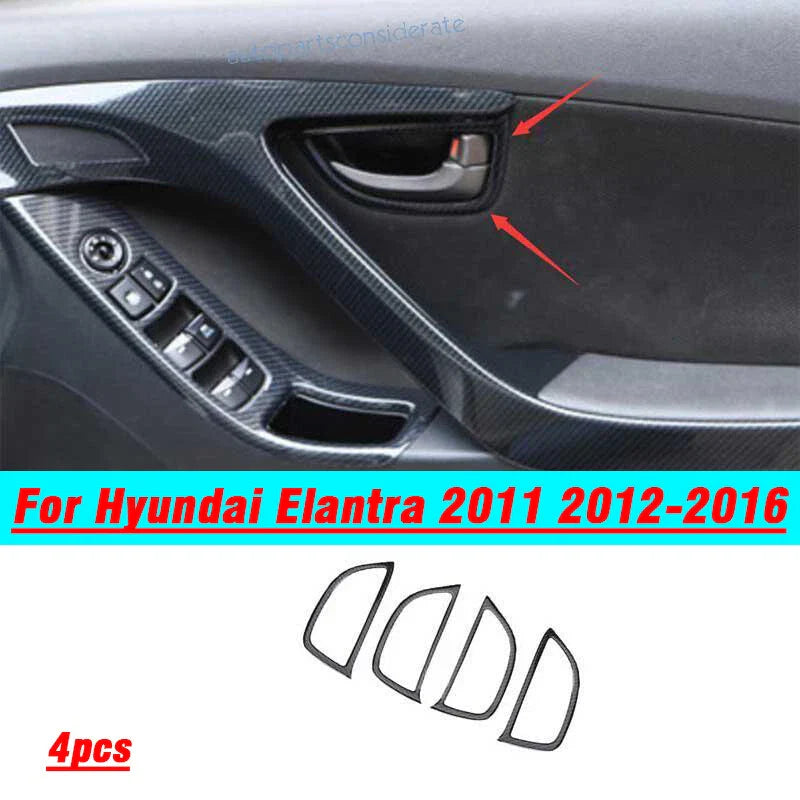 ABS Carbon Fiber Inner Door Handle Lock Frame for Hyundai Elantra (2011–2016)
