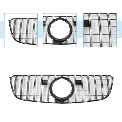 Front Upper Bumper Grille for Mercedes-Benz GLS500 2017 Chrome Silver Tone