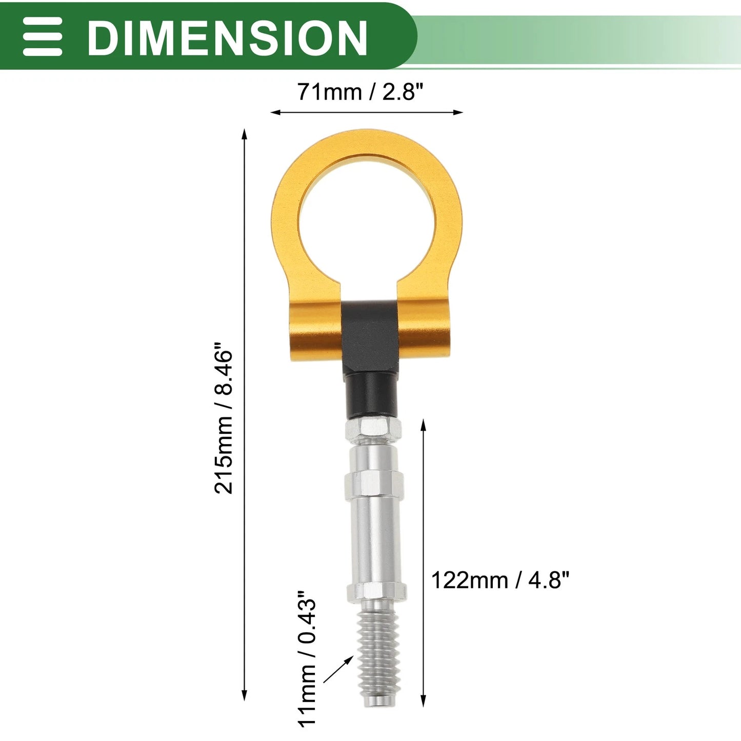 Tow Hook for Volkswagen MK7 (2014–2022) 11mm Aluminum Alloy Gold Tone