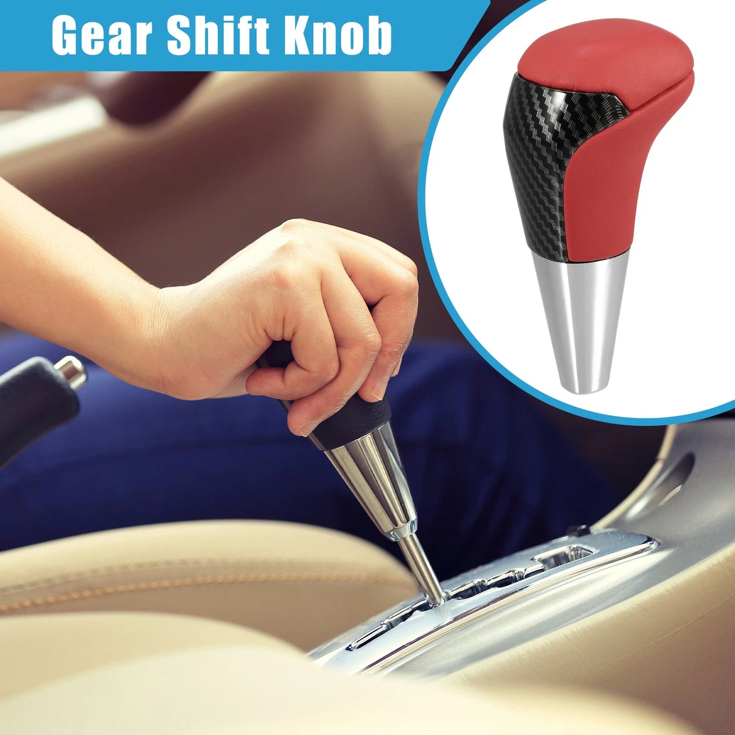 Gear Shift Knob for Toyota (Unpunched, Faux Leather, Carbon Fiber Pattern)