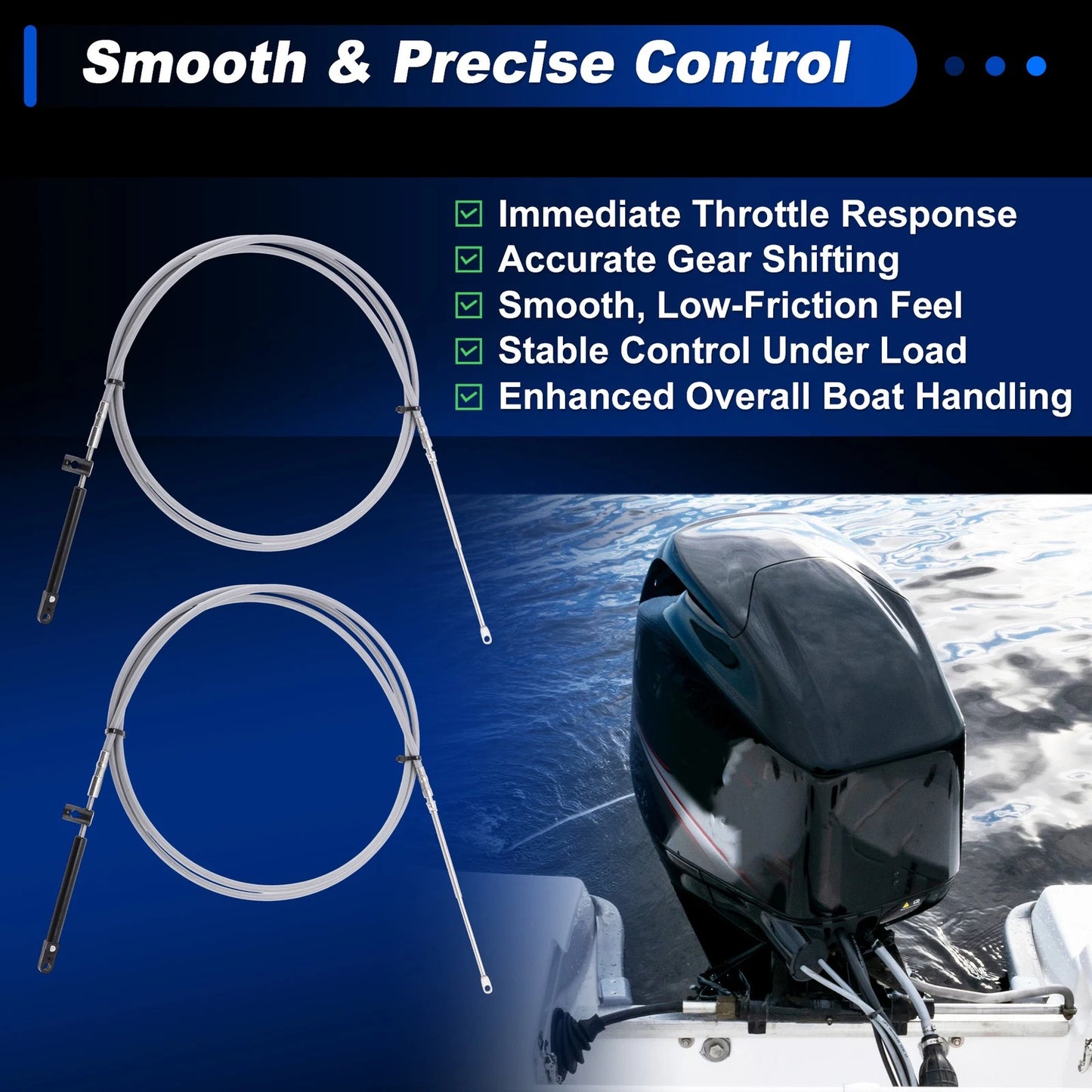 2Pcs Throttle Shift Control Cable for Marine Outboard (4m)