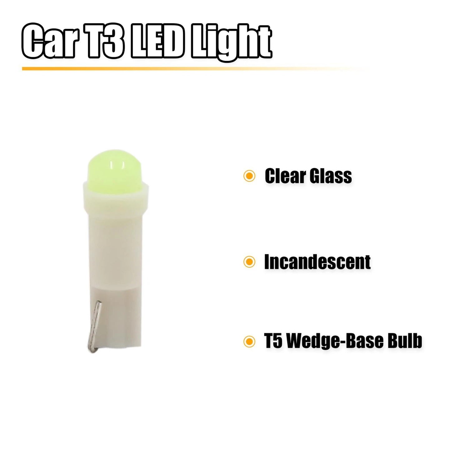 10Pcs T5 LED Ice Blue Dash Panel Light Bulb for Car (12V)