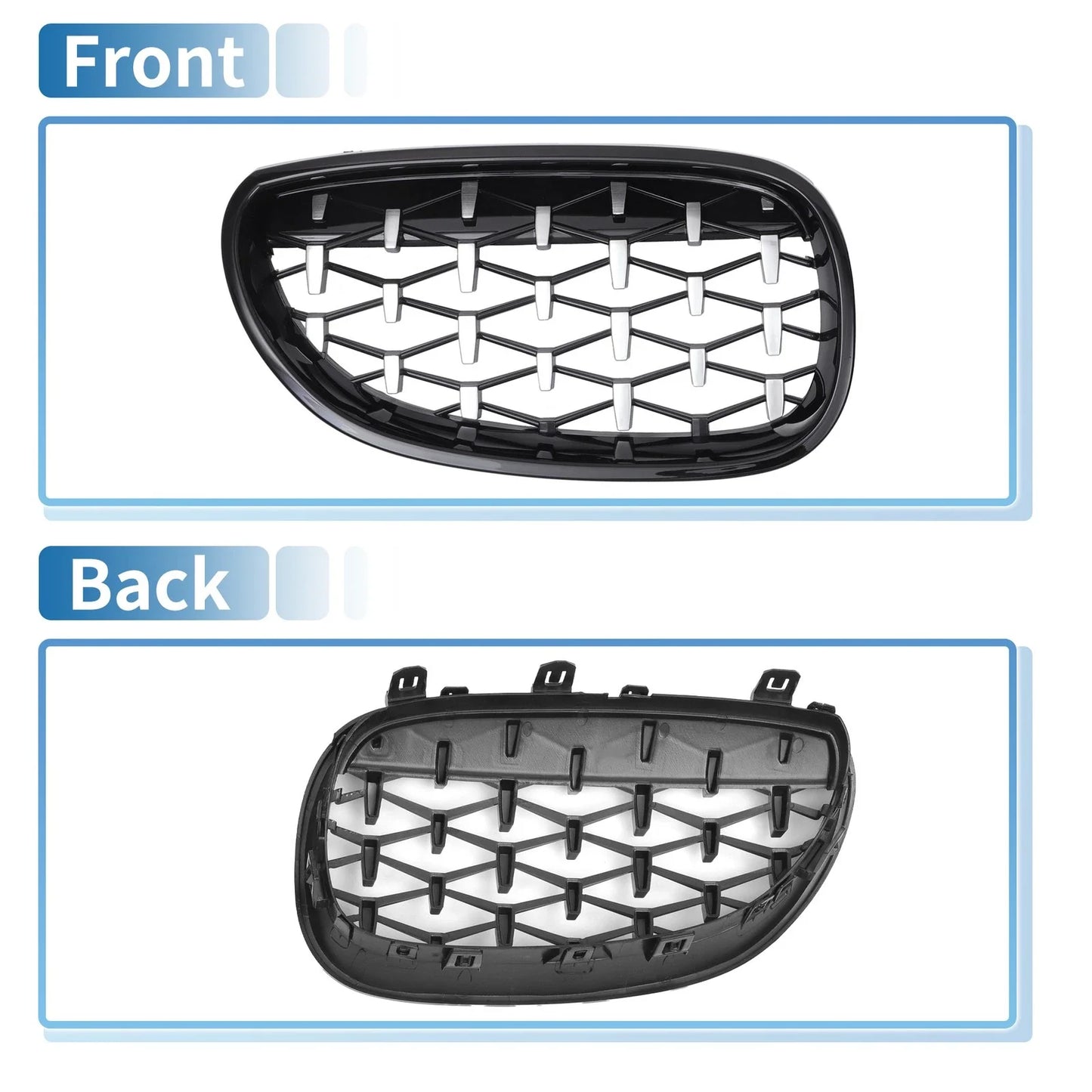1 x Front Hood Bumper Grille Grill Diamond Star for BMW 5 Series (2004 - 2009)