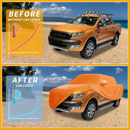 Waterproof All Weather Car Cover for Ford Ranger  - Orange, Zipper