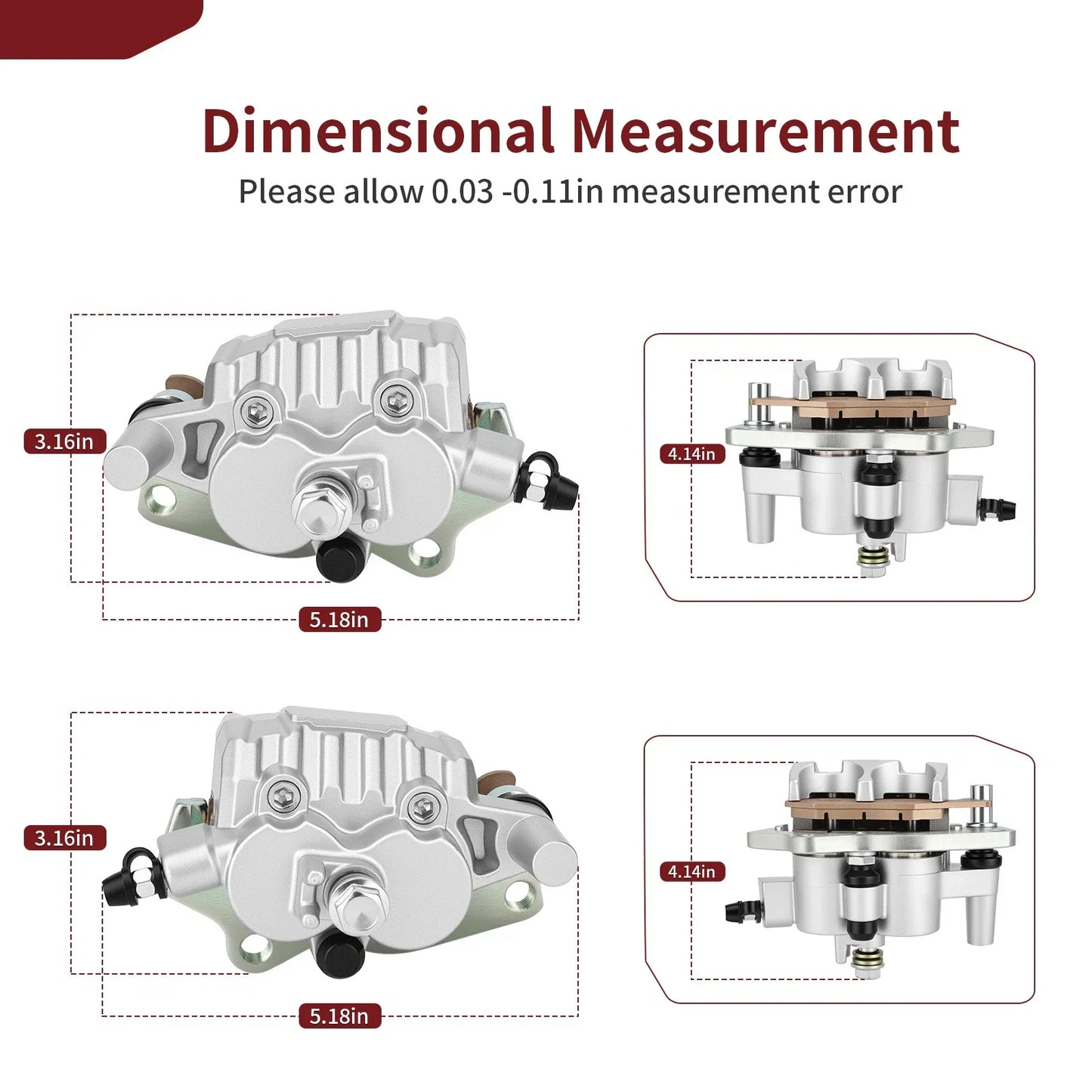 2 x Front Left & Right Brake Calipers for Kawasaki Mule PRO-MX (2019–2024)