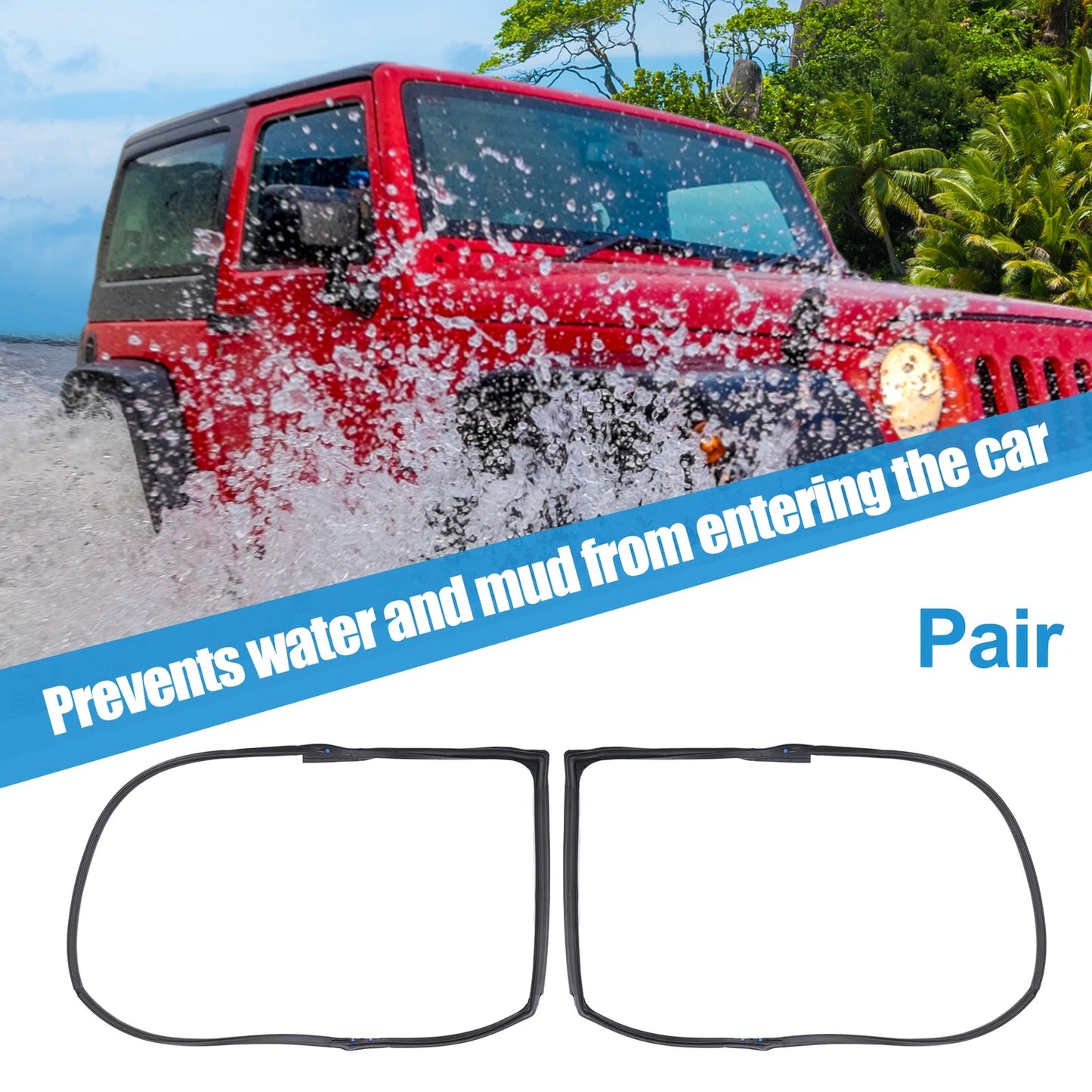 Pair Front Door Felt Gasket Trim Seal for Jeep Wrangler (2007–2018) No. 55395274AW