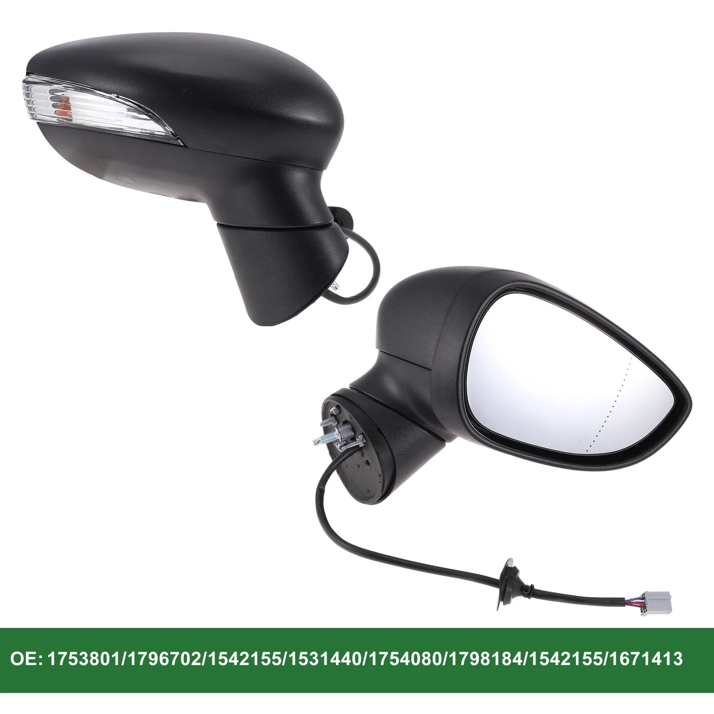 Right Side Door Mirror for Ford Fiesta Mk7 (2008–2017) Electric Adjust Black