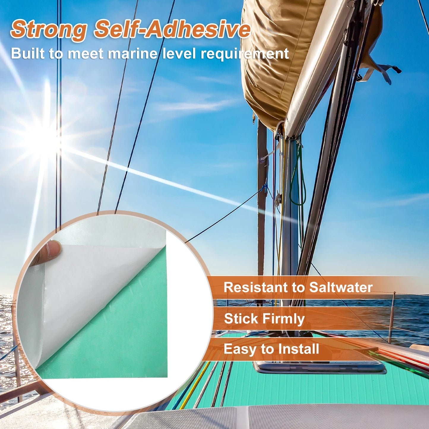 EVA Foam Boat Deck Flooring Strip 96"L x 39"W Seafoam Green