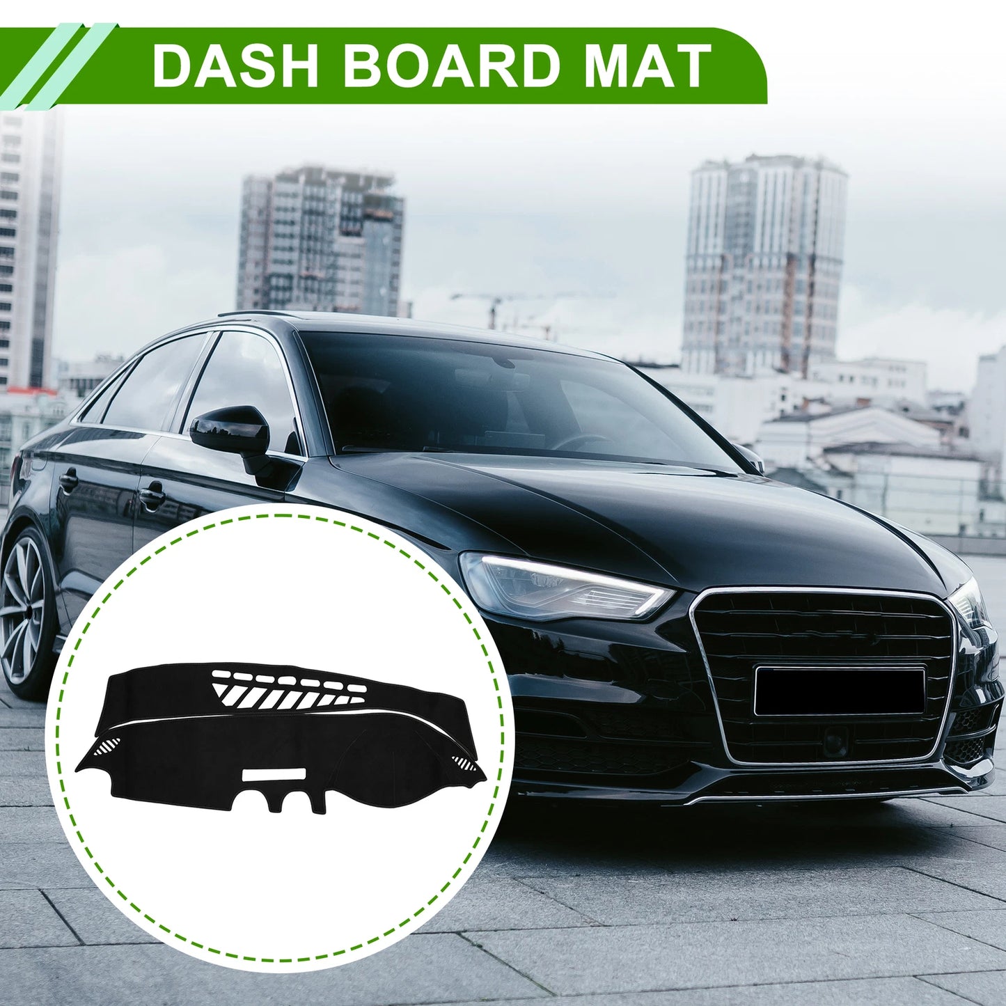Dashboard Cover Mat for Audi A3 (2014–2020) Sun Protector Pad Black