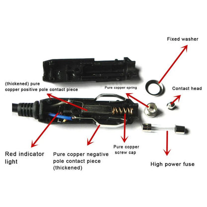 12V Power Connector for Cars and Vans with Red Indicator