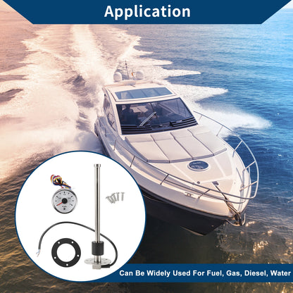 Fuel Sending Unit and Gauge Kit 0-190 Ohm for Boat Car Truck (0-190)