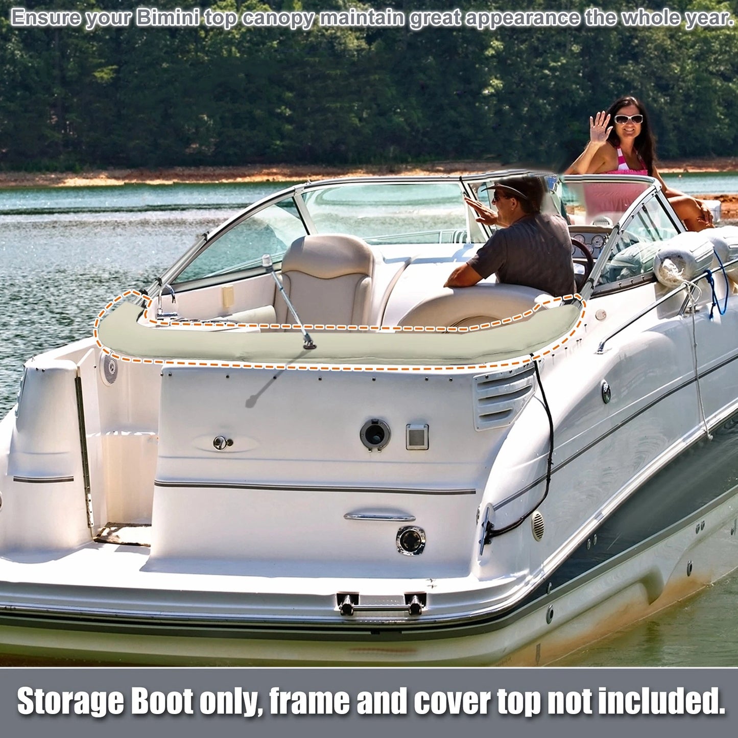 Bimini Top Storage Boot Cover for Universal Boats (91"-96" W)