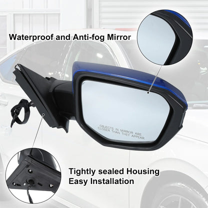 5 Pin Right Side Exterior Door Mirror Assembly Blue for Honda Civic (2016-2020)