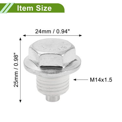 Set of 2 M14x1.5 Copper Oil Drain Plug with Gasket for Car