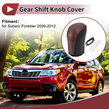 Gear Shift Knob Cover for Subaru Forester (2006–2012) Black Brown