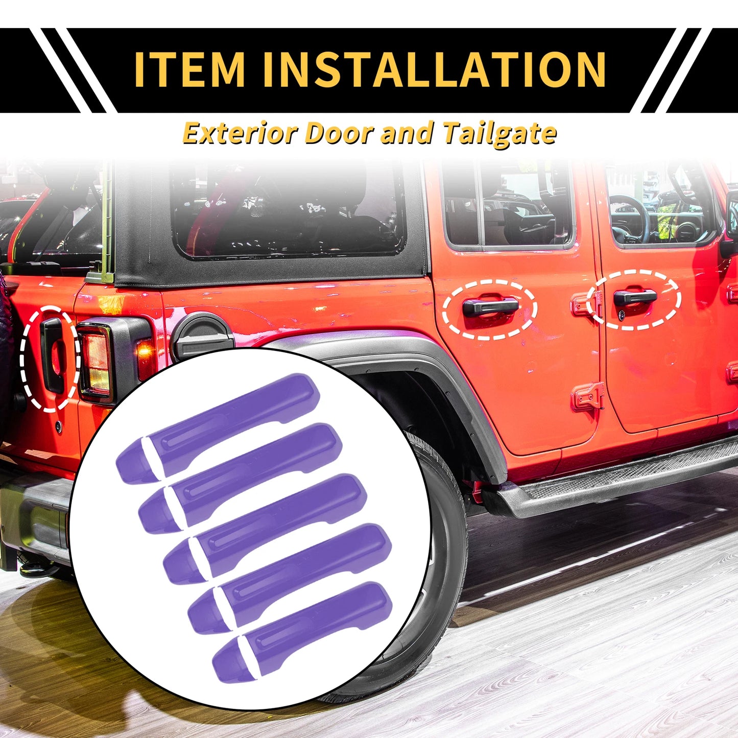 Set of 1 Door Tailgate Handle Cover for Jeep Gladiator JT (2020–2021) Purple