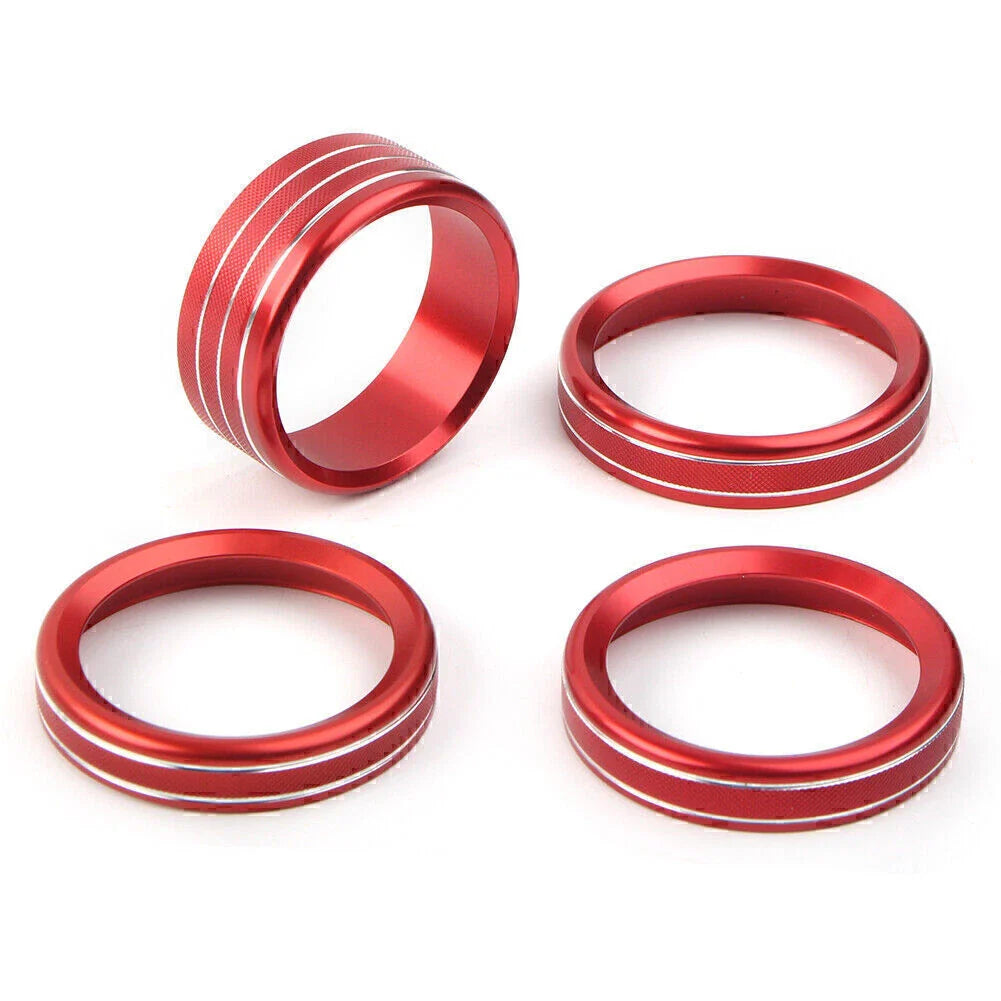 4 x Air Conditioner Switch Knob Ring Cover Trim RED for Jeep Wrangler (2018-2020)