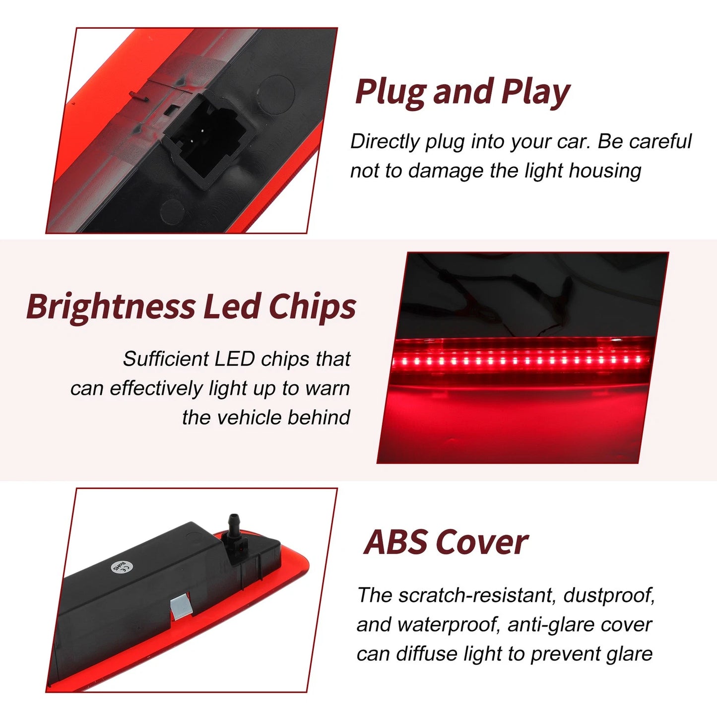 Red LED Third Brake Light for Citroen C1 Mk2 Peugeot 108 (2014–2021) B000878980