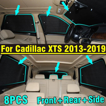 8x Front Side Rear Window Privacy Sunshade for Cadillac XTS (2013–2019)