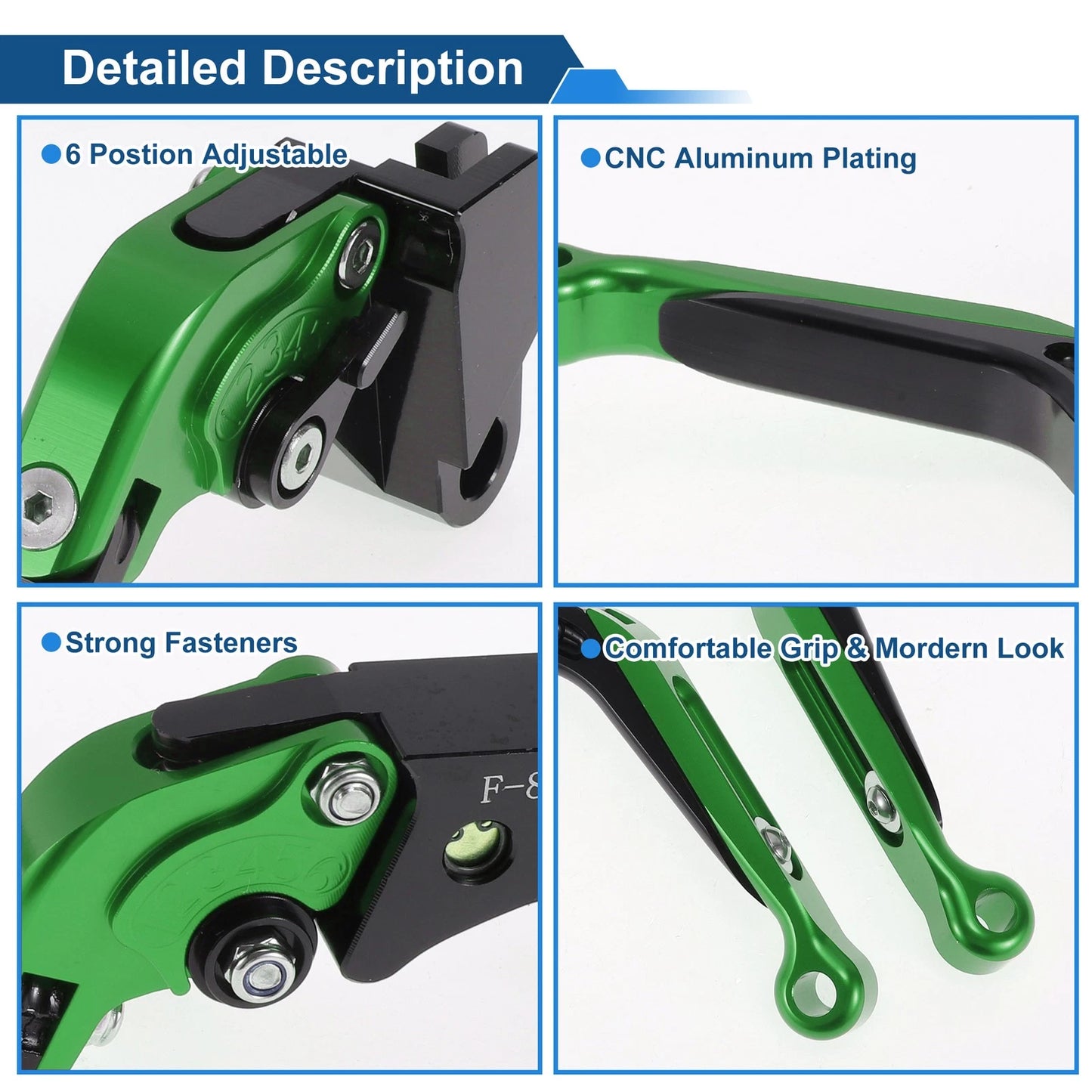 Adjustable Brake Clutch Lever for Kawasaki Z1000SX (2011–2023) Green Black
