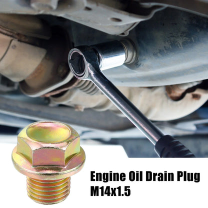M14x1.5 Engine Oil Drain Plug Screws 2 Pcs w/ Seal Rings for Honda